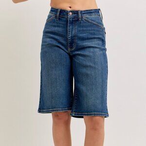 NWT Judy Blue High Waisted Bermuda Denim Shorts – Stretchy Long Jean Shorts